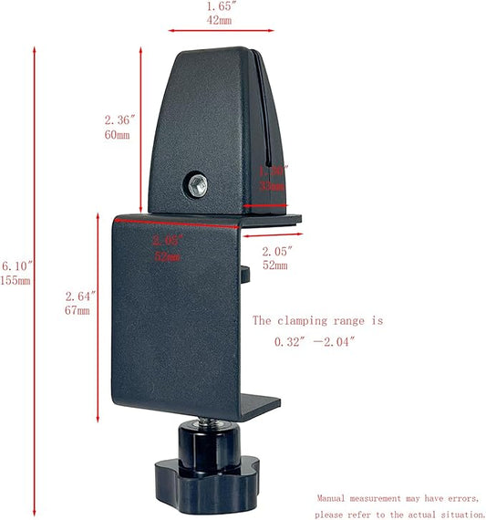 Jhanw Desk Divider Clamp For 1/8" To 0.51" Panel, Adjustable Desk Partition Clamp For 0.32" To 2.04" Desktop, Standing Desk Accessories For Desk Privacy Folders, Black Sneeze Guard Holder 2-pack