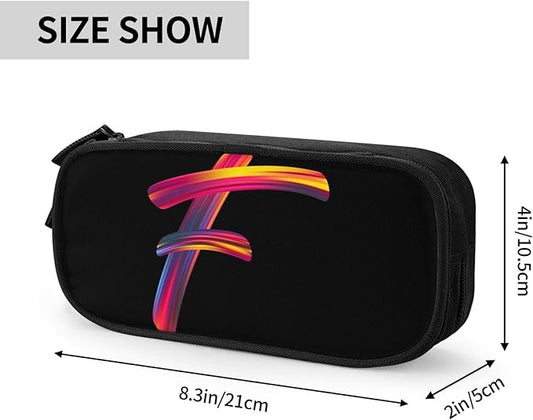 Pazacon Cute Initial Pencil Case for Kids Students, Large Capacity Pencil Pouch for Boys Girls, Letter Design Pencil Box Pen Bag Office Stationery Organizer, Rainbow Letter F