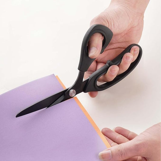 Zicolu 10 inch Black Office Scissors All Purpose, Sewing Scissors for Fabric Cutting, Sharp Titanium Coated Blade, Comfort Grip Soft Handles for Diy Craft, Paper, Art, School, Home