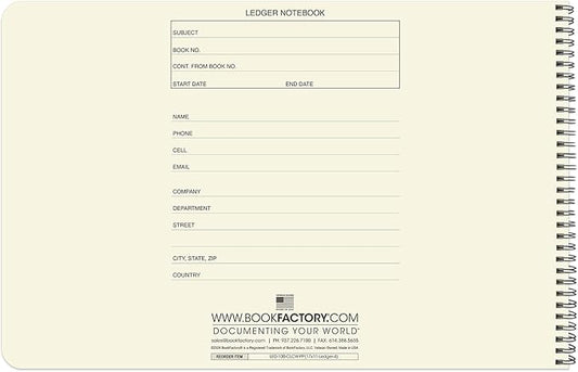 BookFactory Accounting Ledger Notebook/Large 4 Column Accounting Ledger Columnar (Four Columns) Log Book - 17'' x 11'', 100 Pages, Wire-O Landscape Format (Made in USA)