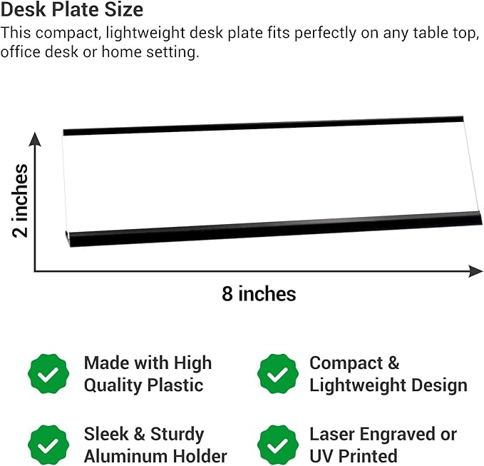 Custom Engraved Desk Plate | Personalized with your Name and Title | Perfect Decor for Office, Business, or Home | Multiple Font and Color Options | 2x8" or 2x10" (Orange w/White Letters, 2x8")
