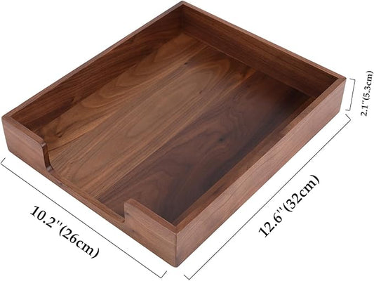 Bamber Wood Letter Tray Wooden Desk Organizer Paper Document File Tray for Office Supplies Collection Folders Notebooks, Black Walnut