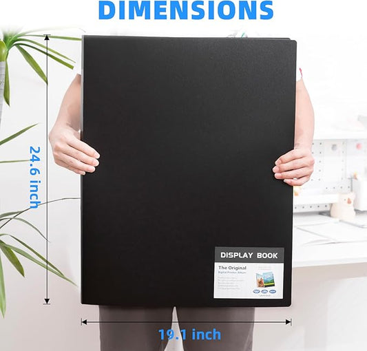 ZFCLXX Large 18"x24" Art Portfolio Heavy Duty Binder with Plastic Sleeves, Portfolio Folder with 30 Clear Sheet Protectors, Display 60 Pages, Poster Binder,Diamond Painting and Puzzle Storage Book