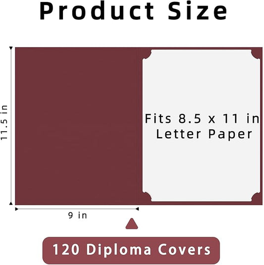 HAUTOCO 120 Packs Certificate Holders, Burgundy Diploma Holders, Document Award Covers Certificate Folders with Gold Foil Border for 8.5x11 Letter Size
