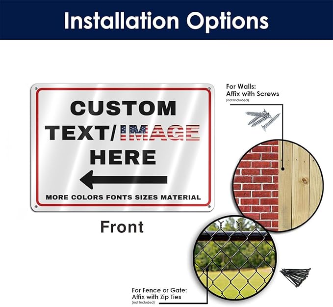 Custom Sign Outdoor Metal Large, Left or Right Arrow, 24''x18'' Glow in the Dark/Reflective Option, Personalized Address Plaque, Customize for Business Logo, Office, Home, Yard