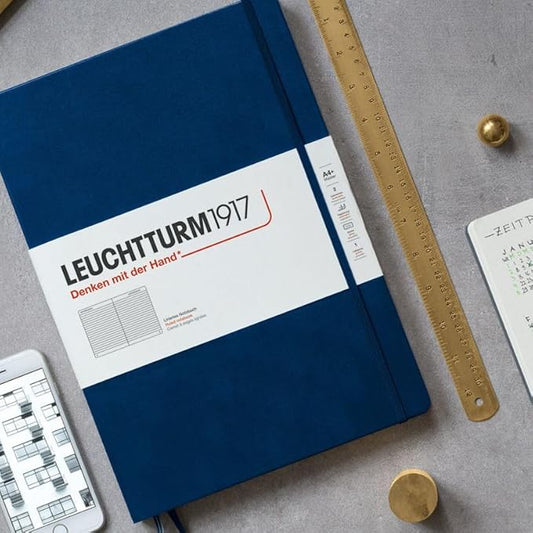 LEUCHTTURM1917 - Notebook Hardcover Master Classic A4+ - 235 Numbered Pages for Writing and Journaling (Sage, Squared)