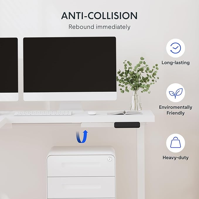 FLEXISPOT L Shaped Standing Desk, 63 x 55 Inch Electric Height Adjustable Corner Desk, Sit Stand Computer Workstation, Preset Controller, Home Office, White Frame with White Top, White Drawer