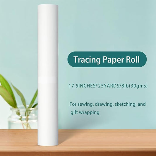 SEMLEART Tracing Paper Roll,17.5-inch x 25yard,White Translucent Vellum,Pattern Paper for Sewing, Drawing, Sketching, Gift Wrapping