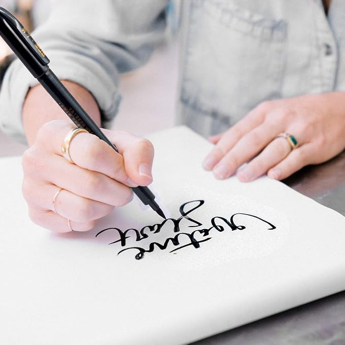Rilanmit Hand Lettering Pens, Refillable Calligraphy Pens Brush Marker Pens Set Black, 4 Size for Writing, Painting, Drawing, Pack of 6