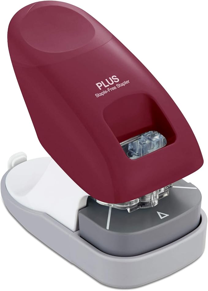 Plus Paper Clinch Desktop Staple-Free Stapler — Wine