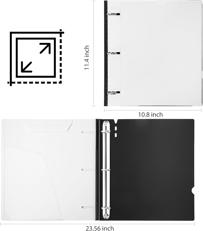 WOT I 12-Pack Telescoping 3 Ring Binder 1 Inch, Expandable Flexible Binder - Patented Design for Easy Portability, Holds 225 Sheets, Perfect for School, Office&Home Organization, White