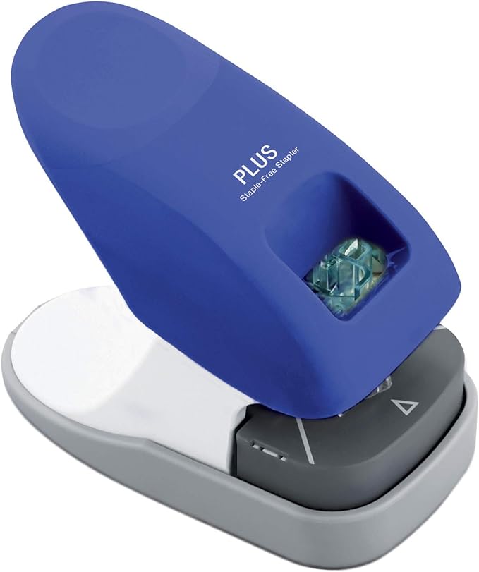 Plus Paper Clinch Desktop Staple-Free Stapler — Blue