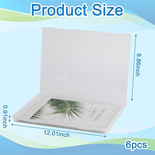 6 Pcs Photo Storage Box, 8x10 Inches Clear Scrapbook Paper and Photo Organizer with Snap-On Lock for Pictures, Crafts, Office Supplies, Stamps, and Documents