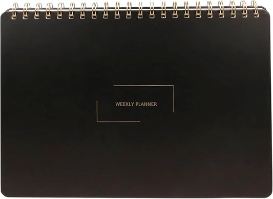 Merely Home Undated Weekly Planner | 8.25” x 11.75” Work To-Do Notebook | ADHD Academic Organizer | Multi-Layout | Men and Women Planner | College Supplies | Black | Landscape Layout