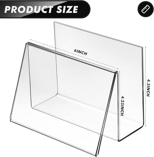 Crtiin 3 Pcs Clear Acrylic Postcard Holder Business Card Holder Greeting Card Display Clear Business Stand Rack for Index Organizer Desk Table Home Office, 6 x 4.25 x 4.5 Inches