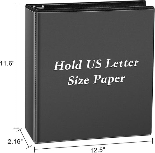 CIXILDTS 1.5-inch D Ring Binders, Fit US Letter Size Paper, 1-1/2" 3 Slant-D Ring Binder with 2 Pocekts, 12-Pack, Black