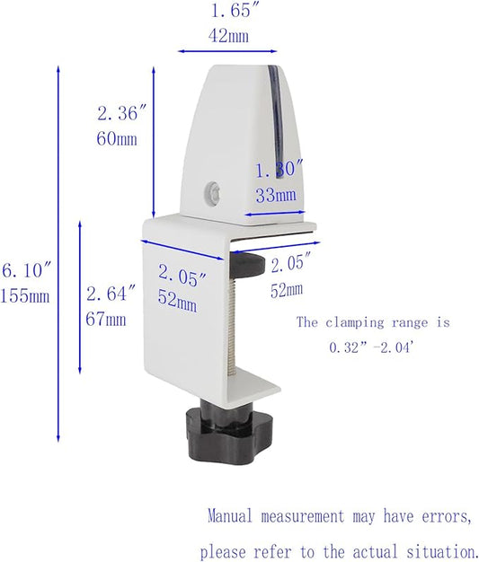 Jhanw Desk Divider Clamp For 1/8" To 0.51" Panel, Adjustable Desk Partition Clamp For 0.32" To 2.04" Desktop, Standing Desk Accessories For Desk Privacy Folders, White Sneeze Guard Holder 4-pack