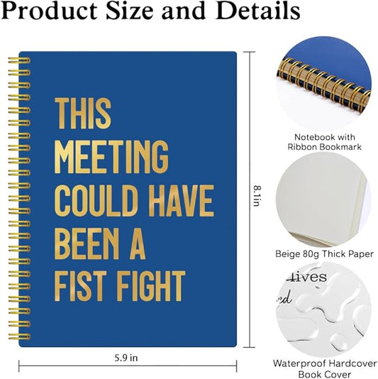XQLZY This Meeting Could Have Been A Fist Fight Navy Blue Spiral Notebook, Funny Corporate Humor Notepad, Office Sarcastic Humor Gifts for Men Women Coworker BFF Friend, Coworker Christmas Gifts