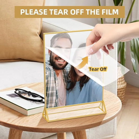 PPH-Sisy Acrylic Sign Holder 4 x 6 Double Sided Acrylic Frames Display Stand Clear Table Flyer Holder,Plastic Paper Holder for Home Office Shop