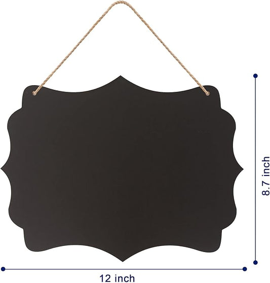 NEWNEWSHOW 8.7x12 Inch Erasable Message Board Sign with Hanging String, Store Signs Chalkboard, Menu Chalkboard, Message Board, Bar and Special Event Decorations, Double-Sided Painting