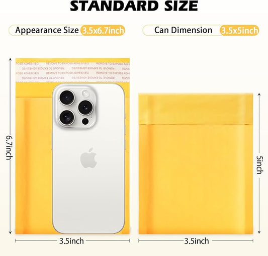 Ctarsthome 52Pack Yellow 3.5x5inch Kraft Bubble Mailers Small Business Mailing Packages Self-Sealing Paper Envelopes, Mailer Shipping Padded Envelopes with Strong Adhesion for Jewelry Makeup Supplies