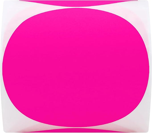 Hybsk Round Color Coding Circle Dots Labels Warehouse Inventory Organizer Stickers (3 inch, Fluorescent Pink)