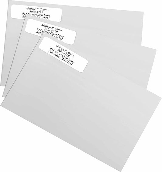 White Personalized Return Address Labels with Elegant Dispenser - Roll of 250 Custom Stickers