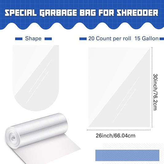 Baderke 40 Pcs Shredder Bags 15 Gallon Paper Shred Waste Bags 26'' x 30'' White Clear Trash Can Liners for Small Shredders