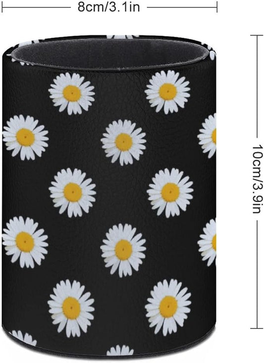 DIYYAO Personalize Sunflower Pattern Circular Pen Holder - Desk Pen Organizer Control Storage Box Makeup Brush Holder (D)