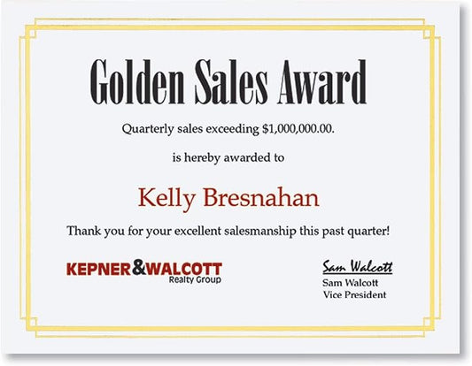 PaperDirect Foil Elegance Speciality Certificates - 50 Sheets of 38lb white Paper, 8½" x 11", Double Gold Foil Border, Perfect for Awards, Students, Employees, Volunteers, Course Completion, Diplomas