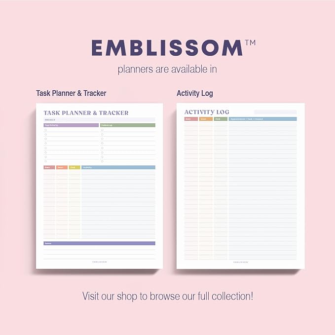 Task Planner & Tracker 8.5 x 11 Tear-Off 70 Sheet Planner Pad – Project Organizer with Time Log, Top Priority, Follow-Up – Notepad for Home & Office (White, Colorful, 1 Pack)
