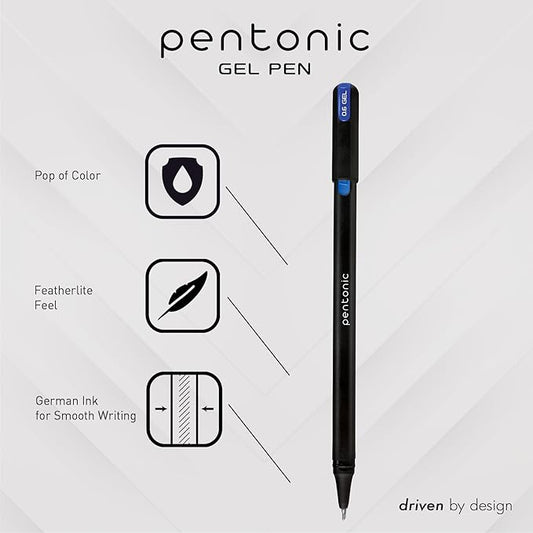 Pentonic Gel Pens, 36 Count, Assorted Colored Ink (12 Colors, 3 Of Each Color), Medium & Fine Point, Smooth Writing For Journaling (1002357)