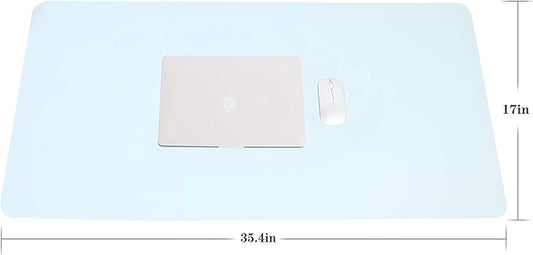 YSAGi Non-Slip Leather Desk Pad L Size, Waterproof Laptop Computer Desk Keyboard Mat, Table Protector Blotter Mat, Large Mouse Pad for Office/Work/Home/Decor(Sky Blue, 35.4" x 17")