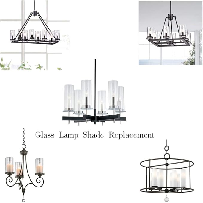 Sunwo Glass Shade Straight Cylinder Glass Lamp Shade Replacement with Multiple Effects (3 IN x 6 IN Clear Straight Cylinder)
