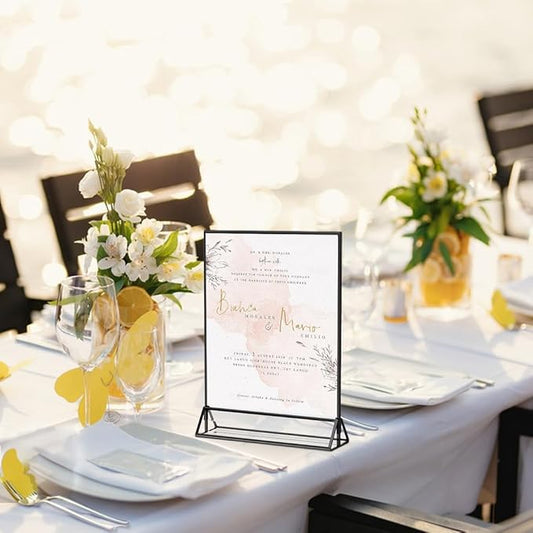 PPH-Sisy Acrylic Sign Holder 8.5X11 Clear Sign Holder,Double Sided Flyer Holder, Table Menu Holder Display Stand for Wedding Table Number Black (6pcs)