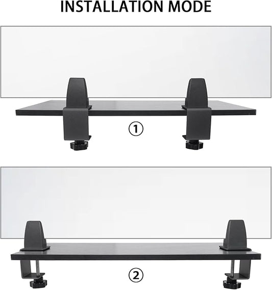 Heavy Duty Sneeze Guard Clamp For 0.1" to 1" Thick Panel,Desk Partition Support Clamps,Adjustable Aluminum Desktop Divider Holder,Easy to Install Desk Privacy Panel Clips, 4 Pack,Silver (Black)