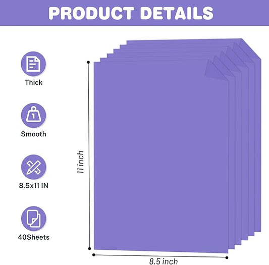 Cardstock 8.5 X 11, 40 Sheets, Dark purple Card Stock, 75lb/ 200gsm Copy Paper, Cardstock Printer Paper For Art, Drawing, Invitations, DIY Cards, Craft, Construction, School & Office Supplies