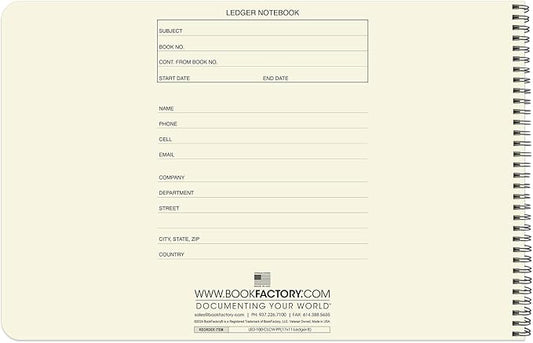 BookFactory Accounting Ledger Notebook/Large 8 Column Accounting Ledger Columnar (Eight Columns) Log Book - 17'' x 11'', 100 Pages, Wire-O Landscape Format (Made in USA)
