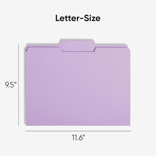 Smead Standard File Folders, 100 Count, Assorted Pastel Colors, 1/3-Cut Tabs, Letter Size (11953)
