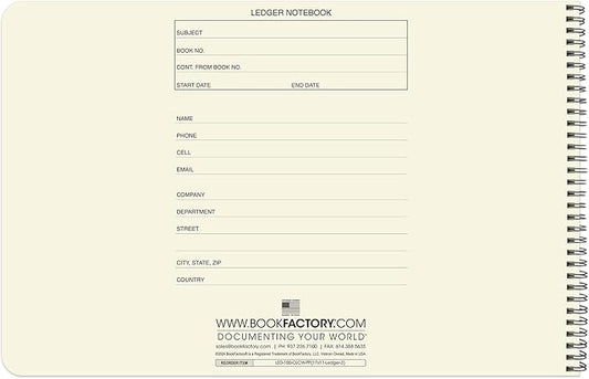 BookFactory Accounting Ledger Notebook/Large 3 Column Accounting Ledger Columnar (Three Columns) Log Book - 17'' x 11'', 100 Pages, Wire-O Landscape Format (Made in USA)