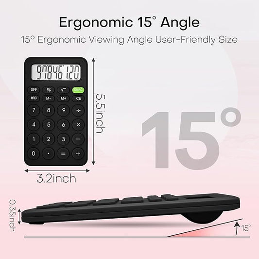 Cute Calculator, Basic Four Function Calculator for Teachers Students Basics Office, Small Handheld Calculators, 8 Digit with LCD Display, Sensitive Button, 5.5×3.2 inches Black