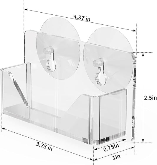 PecMuikee Window Mount Business Card Holder with Suction Cups,Clear Acrylic Business Card Display Stand,Multiple Business Card Holders for Office, Exhibition, Home, Restaurant 1Slot 2 Pcs
