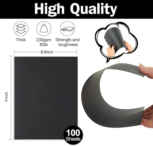 100 Sheets Black Cardstock 8.5 x 11 Thick Paper, Goefun 80lb Card Stock Printer Paper for Halloween, Invitations, Scrapbooking, Crafts, DIY Cards