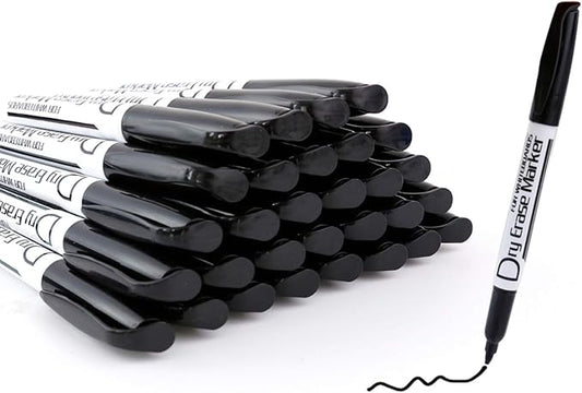 Volcanics Black Dry Erase Markers — Fine Tip, Low-Odor, 30 Count