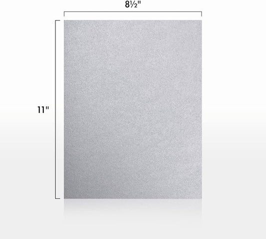 LUXPaper 8.5" x 11" Paper | Letter Size | Silver Metallic | 80lb. Text | 50 Qty