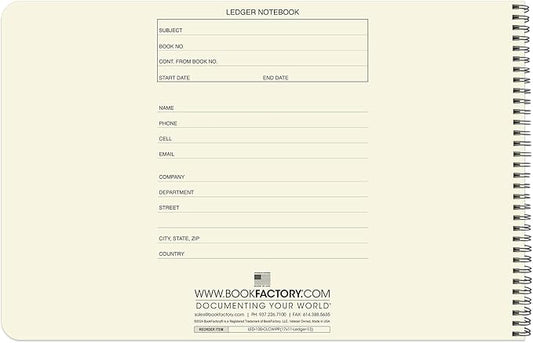 BookFactory Accounting Ledger Notebook/Large 13 Column Accounting Ledger Columnar (Thirteen Columns) Log Book - 17'' x 11'', 100 Pages, Wire-O Landscape Format (Made in USA)