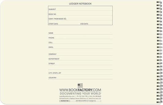 BookFactory Accounting Ledger Notebook/Large 12 Column Accounting Ledger Columnar (Twelve Columns) Log Book - 17'' x 11'', 100 Pages, Wire-O Landscape Format (Made in USA)