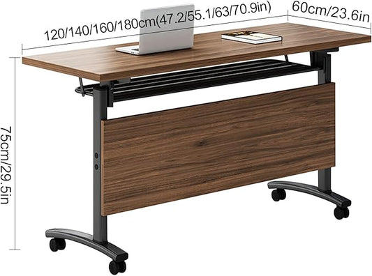 Conference Table,Folding Conference Room Tables Modern Folding Training Table with Flip Top,Mobile Conference Table with Four Locking Wheels,Executive Desk for Meeting Room,Office(2pack 120 * 60 * 75)