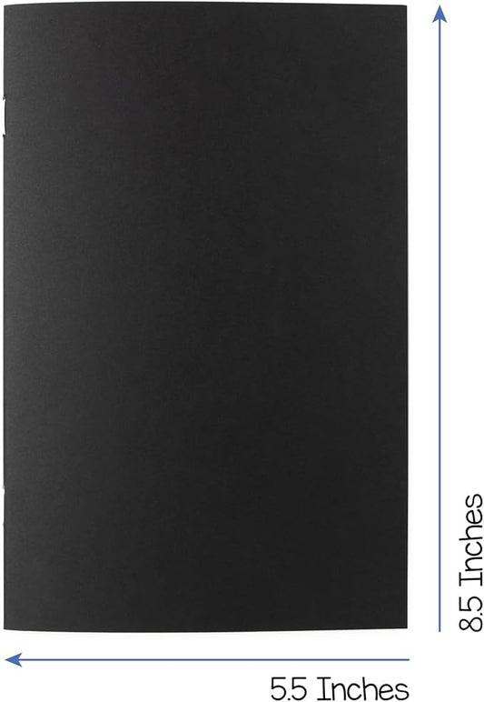 Hygloss Blank Books - Bulk 10 Pack – 5.5" x 8.5" A5 Black Paperback Blank Books for Kids to Write Stories, Doodle, Arts & Crafts – Plain Drawing Sketchbook, Unlined Journal, Notebook Without Lines