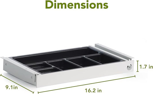 PERFECT POSTURE Max Under Desk Storage Drawer – Large Desk Drawer with Lock for Regular & Sit-Stand Standing Desks, White (16.2” x 9.3")